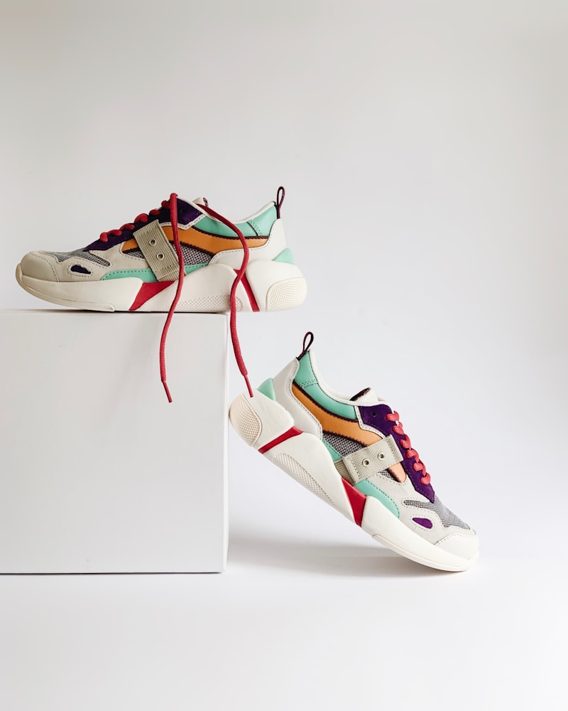 Running Sneakers on White Box